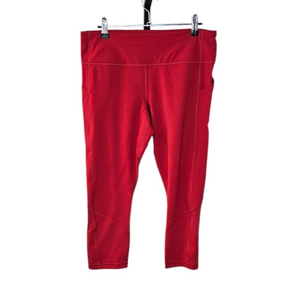 Lululemon Pace Rival Crop Size 10 Red 22" Full On Luxtreme Athletic Leggings - Picture 1 of 12